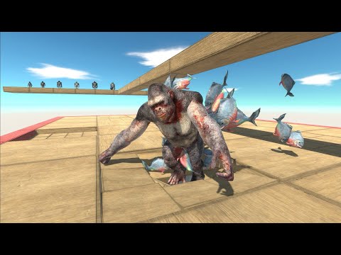 Goro Falls Into The Piranha Trap - Mutant Primates VS Dinosaurs - Animal Revolt Battle Simulato