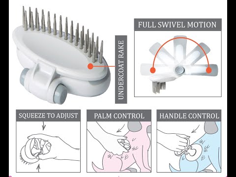 Pet Life ® 'Gyrater' Swivel Travel Dual-Rowed Grooming Undercoat Pet Rake