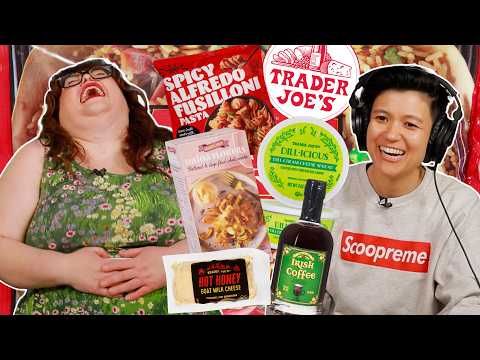 Kristin & Jen Try EVERY NEW TRADER JOE'S FOOD For February Part Two | Kitchen & Jorn
