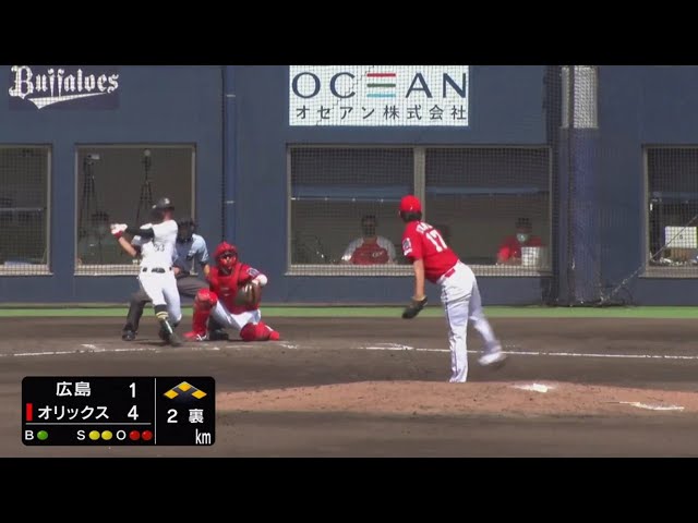 【ファーム】バファローズ・宜保 三塁線を破る2点タイムリーヒット!! 2020/9/12 B-C(ファーム)