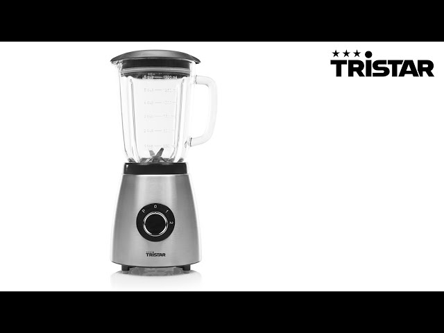 Vídeo relacionado con Tristar Batidora, jarra batidora de cristal de 1 litro, 2 velocidades, función pulso para picar hielo, piezas aptas para lavavajillas, negra, 350 W, Smoothie Maker BL-4482