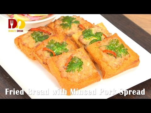 Fried Bread with Minced Pork Spread | Thai Food | Khanom Pang Na Moo | ขนมปังหน้าหมู