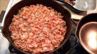 Bacon! The first thing to cook in new or restored cast iron pans. Probably the best thing to cook!