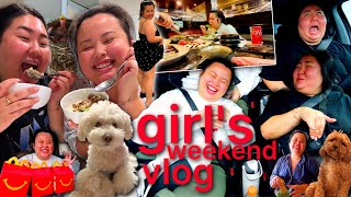 VLOG: finding out baby news!!! + girl's weekend sleepover, what we eat, happy meal unboxing + life 😊