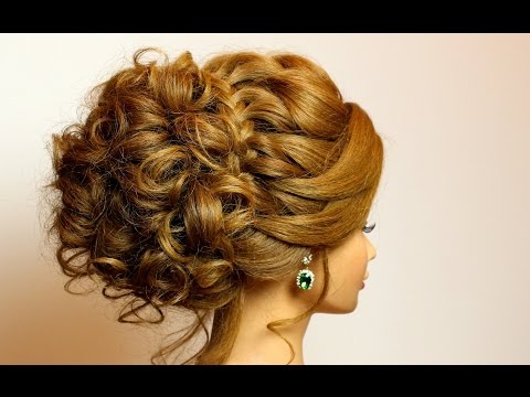 Bridal hairstyle for long medium hair tutorial. Romantic updo with braid