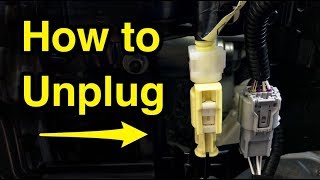 How to unplug yellow seat airbag sensor wire harness connector Lexus Toyota Nissan Infinity Honda