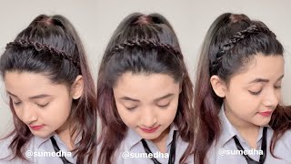 Cute hairstyle for college/school uniform 🤍🖤