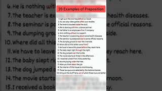 Prepositions in English Grammar | 20 Examples of Preposition | Sentence with Preparation #grammar