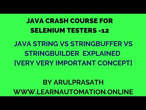 Java Crash Course 12 String Vs Stringbuffer Vs Stringbuilder Tamil Java For Automation