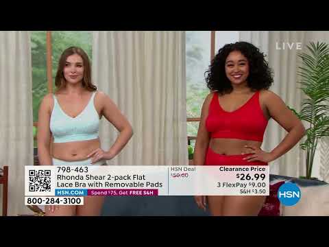 Rhonda Shear 2pack Flat Lace Bra with Removable Pads