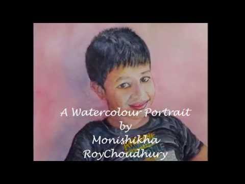 Watercolour Portrait of a Little Boy-The Apple of My Eye