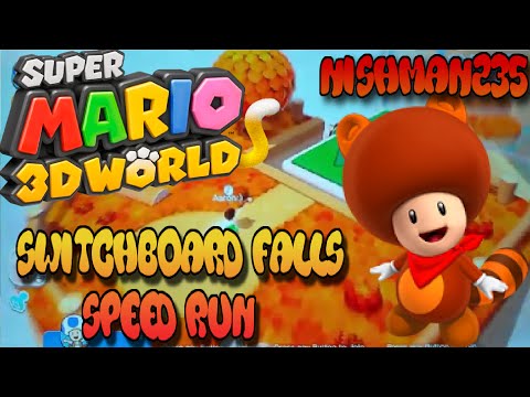 Super Mario 3D World 3-7 Switchboard Falls SPEED RUN & BLOOPERS