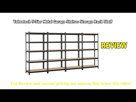 Review Yaheetech 5-Tier Metal Garage Shelves Storage Rack Shelf Unit Boltless Rivet Rack 73.2in H x