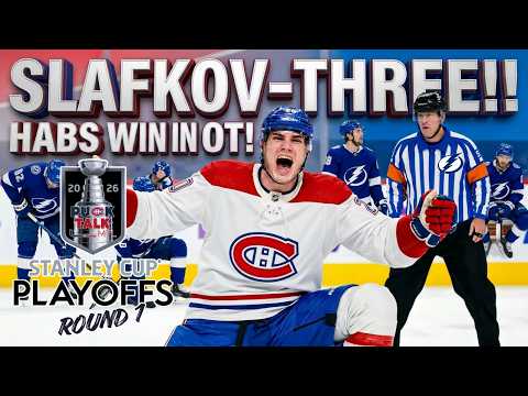 Slafkovsky STUNS Lightning in OT! Canadiens Steal Wild Game 1 | PuckTalk Post-Game