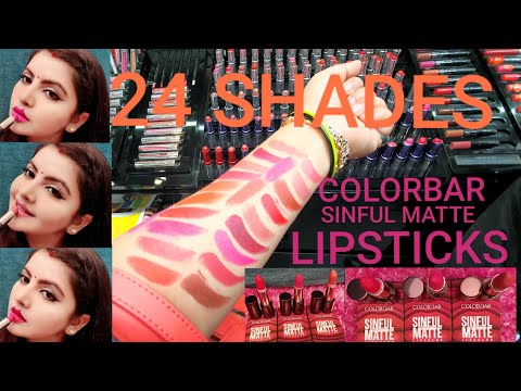 COLORBAR SINFUL MATTE LIPSTICK 24 SHADES REVIEW & SWATCHES | BEST BRIDAL LIPSTICK IN 2019 | RARA | Video