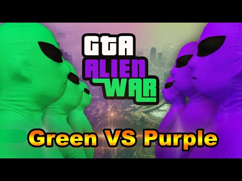 GTA V Green Alien Team vs Purple Alien Team (CRAZY!)
