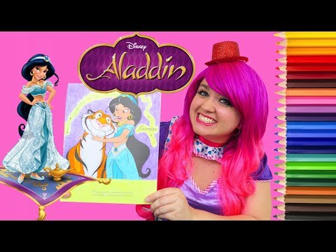 Coloring Jasmine Aladdin Disney Princess Coloring Book Colored Pencil Prismacolor | KiMMi THE CLOWN Video