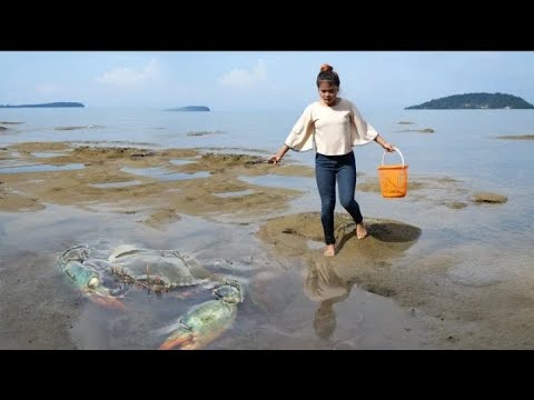 Catch And Cook Sea Crab At the Beach -Crab Cooking on Sand