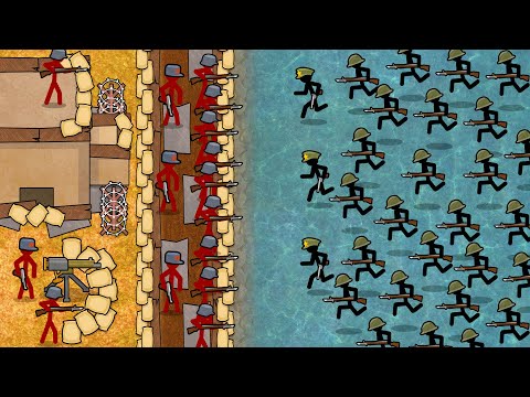 WWI Beach FORTRESS Defense VS 1,500 STICKMEN CHARGE!