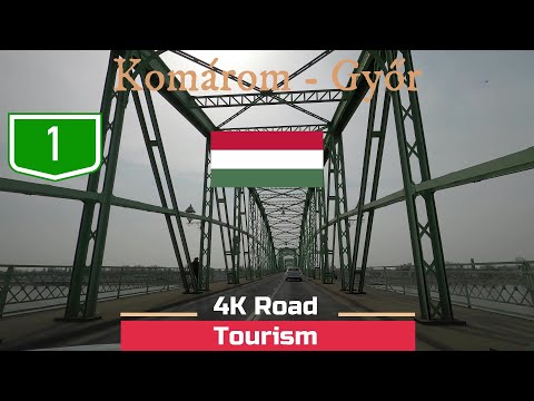 Driving Hungary: Route 1 Komarno/Komarom - Györ - 4k scenic drive Danube Valley