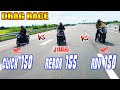 Yamaha Aerox 155 vs ADV 150 vs Click 150  | Drag race