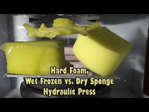 Wet Frozen Sponge vs. Dry Sponge|Crushing Foams in Hydraulic Press Video