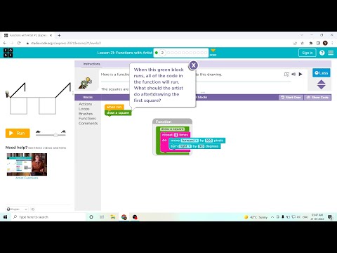 L21-2 |Code.org | Express-2021 | Lesson 21:  Functions with Artist | level 2