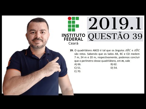 🟢(IFCE 2019.1) - QUESTÃO 39 - ENSINO TÉCNICO INTEGRADO