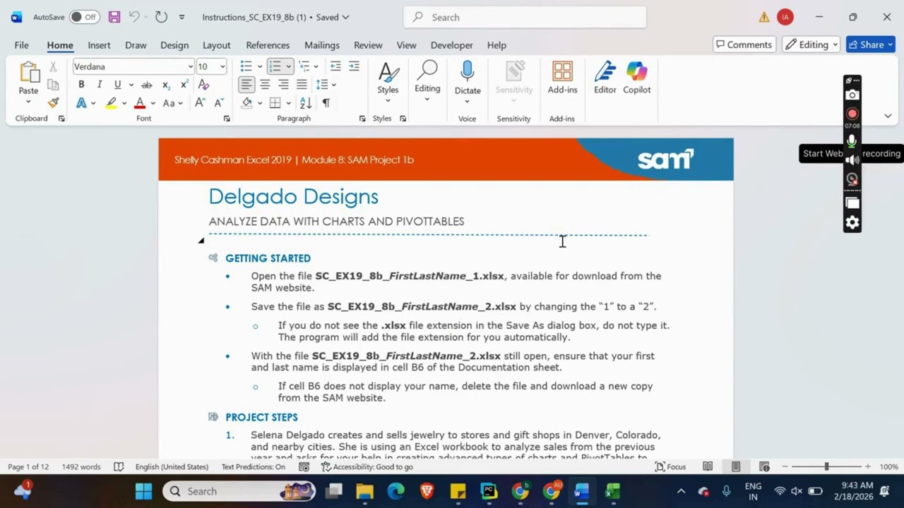 Shelly Cashman Excel 2019 | Module 8: SAM Project 1b Delgado Designs #shellycashman