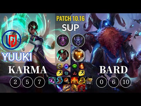LGD Yuuki Karma vs Bard Sup - KR Patch 10.16