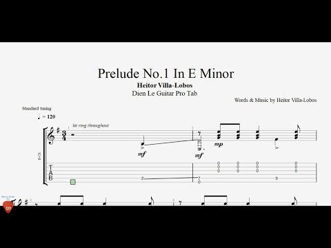 Prelude No.1 In E Minor by Heitor Villa-Lobos - Guitar Tutorial with TABs