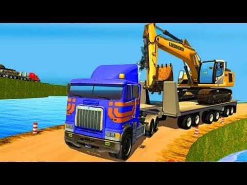 Heavy Excavator Driving Simulator - Construction  Transport Truck Trailer - Android GamePlay