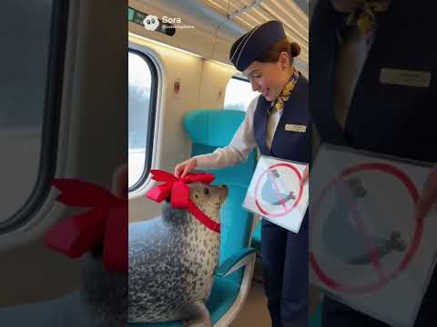 Train Rules Are Strict 🚆🎀 Even for a Seal-Even the cutest seal isn’t allowed a bow 😳