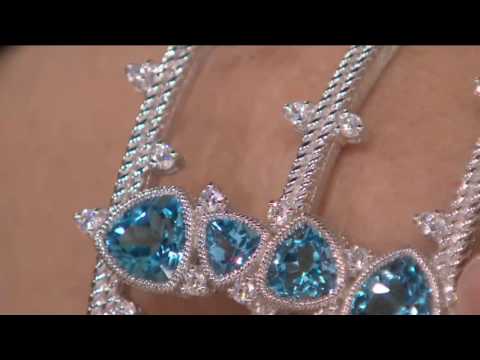 Judith Ripka Sterling-Armreif mit blauem Topas, 8,10 Karat, auf QVC