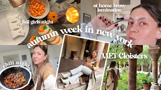 autumn week in nyc: MET cloisters, fall girls night, making chili, supplements, laminating my brows