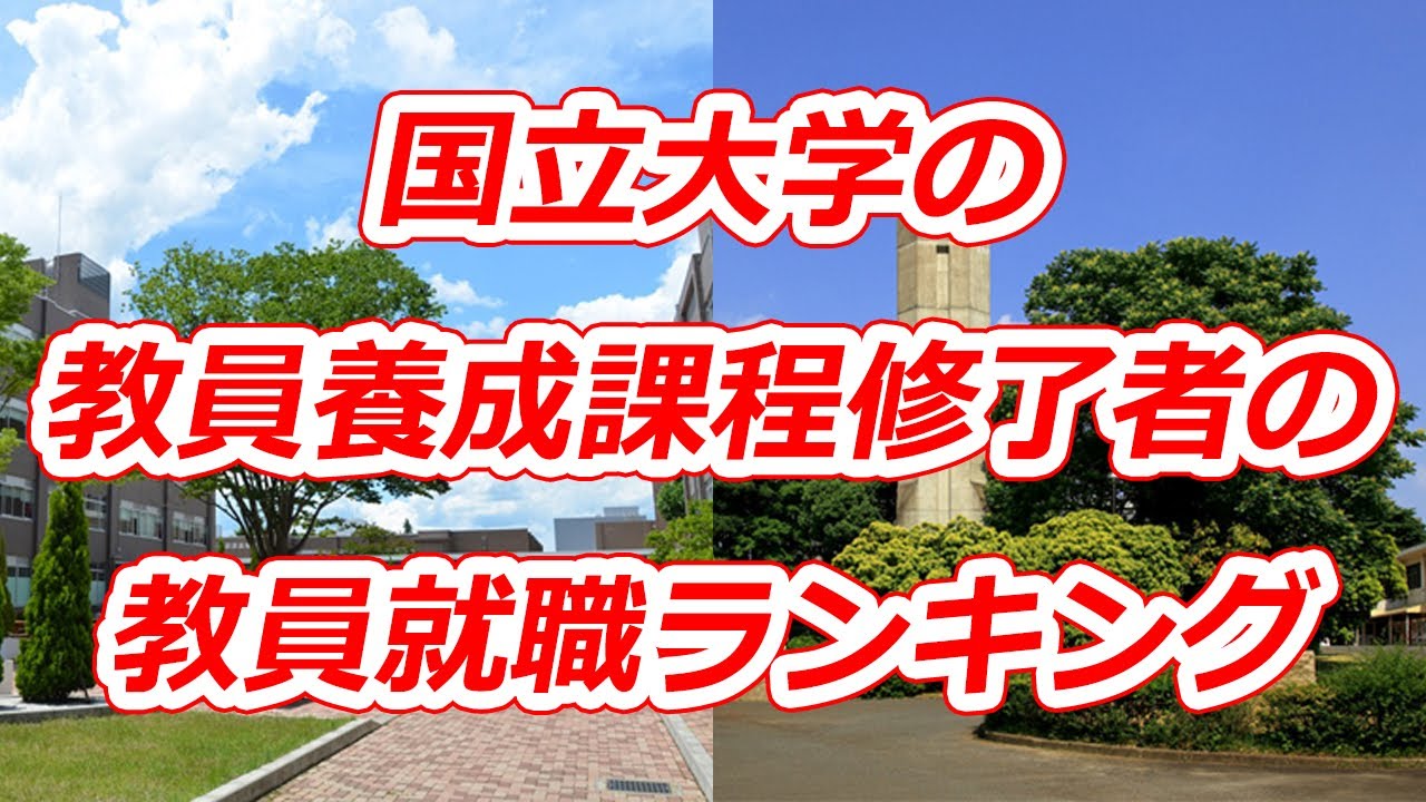 国立大学の教員養成課程修了者の教員就職ランキング 2019年3月