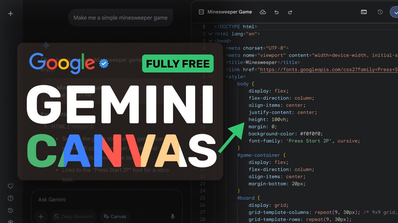 Google's Gemini Fully Free CANVAS : This NEW AI Coder by Google is AWESOME!