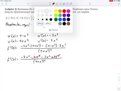 Übungsblatt8 – Ableitungen mit der Quotientenregel Aufg.9