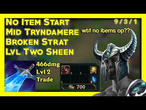 NO ITEM START Mid Tryndamere Strat is BUSTED - MASSIVE Crit damage