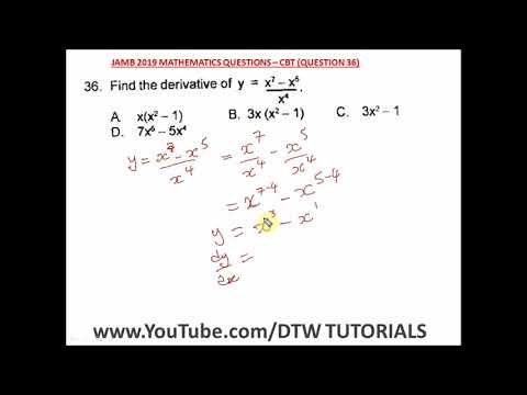 Differentiation Calculus (JAMB Past Question 2019 Solved - Qst 36)