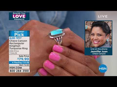 Chaco Canyon Rectangular Kingman Turquoise Sterling Silv...