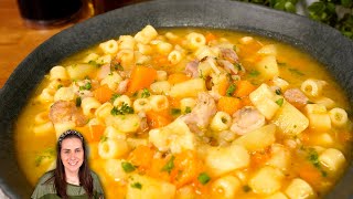 Sopa rápida na panela de pressão SOPA DE FRANGO COM LEGUMES E MACARRÃO