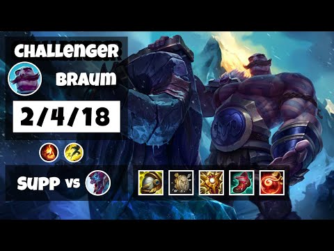 Braum vs Trundle KOREAN Challenger SUPPORT (2/4/18) - v11.16