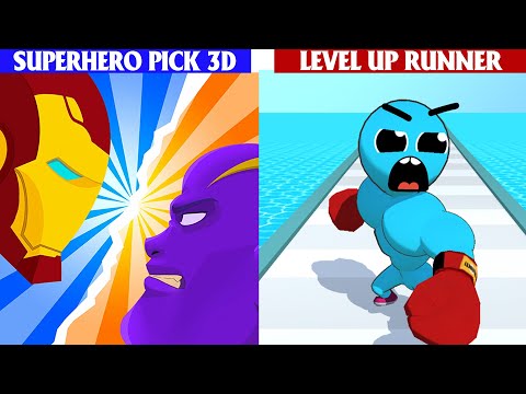 SuperHero Pick 3D vs Level Up Runner Game All Level New Update - Review Game IOS Android