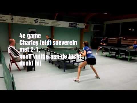 Tafeltennis Pecos 6 - Treffers(R) 6 Charley Callebaut vs Esther van de Haak 2e klasse afd west