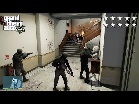GTA 5 - Franklin, Michael and Trevor's Ten Star Escape From The Pacific Standard Bank # 187