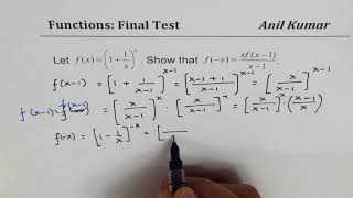f(x) = (x + 1/x)^x Show that f(-x) = xf(x-1)/(x-1) relation between the functions