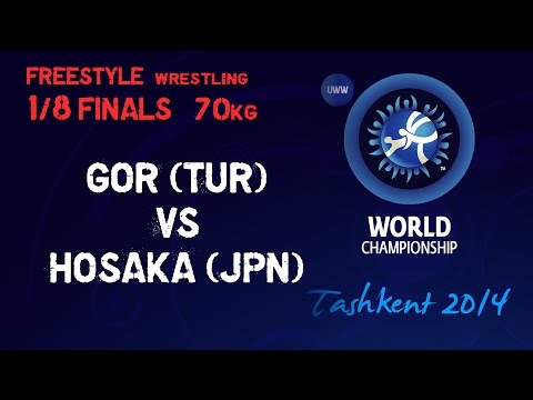 1/8 Finals - Freestyle Wrestling 70 kg - Y GOR (TUR) vs K HOSAKA (JPN) - Tashkent 2014