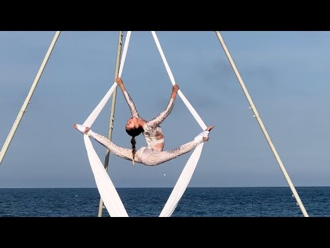 Beach aerial silks performance France