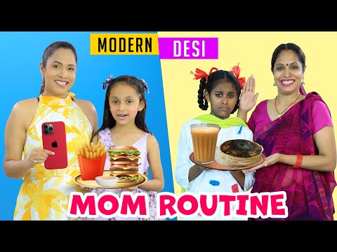 My Mom Routine - Desi vs Modern | Indian Family Sketch Comedy | ShrutiArjunAnand
